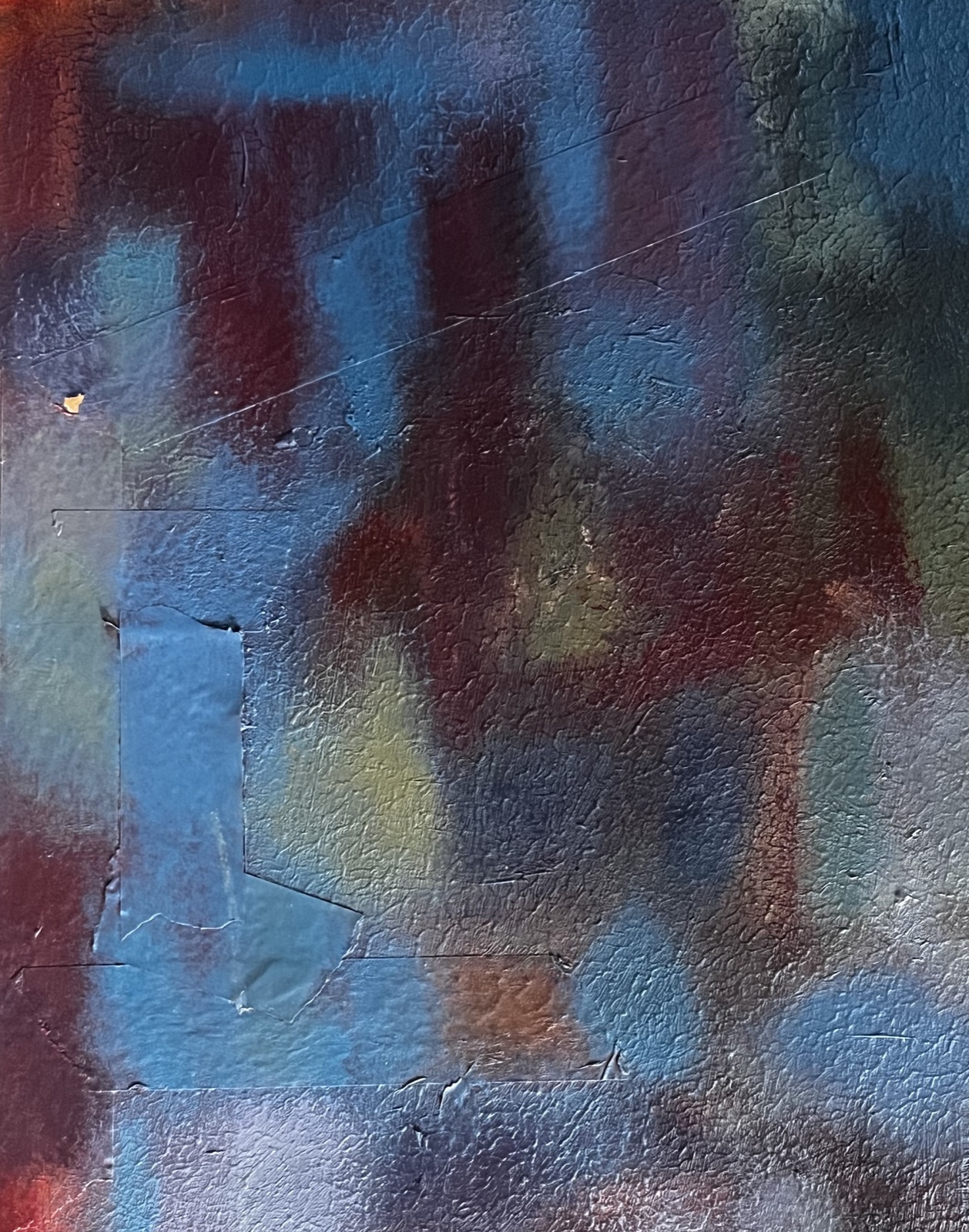 Abstract in deep blue and red